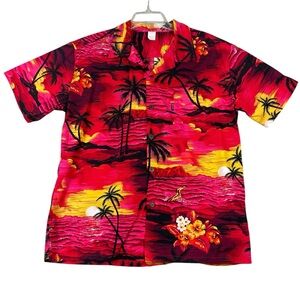 Men's Palmwave Hawaii 100% Cotton Short Sleeve Button‎ Down Large